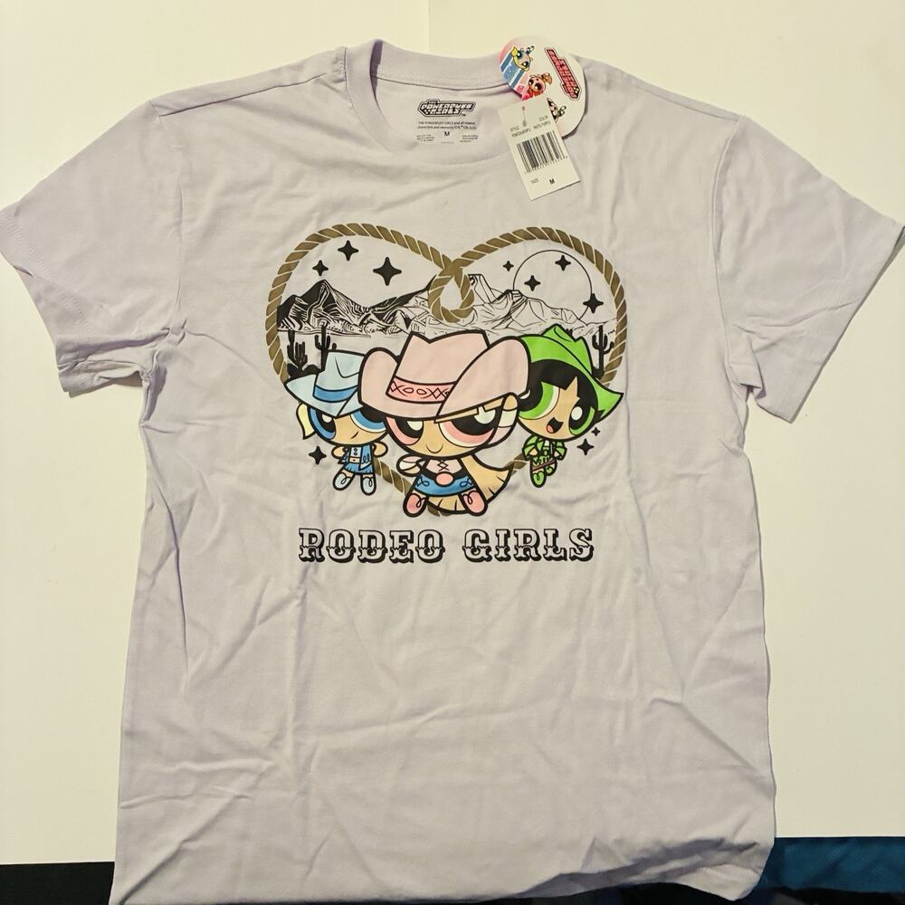 Powerpuff Girls T-Shirt Medium Purple Cartoon Network Graphic Tee New Adult
